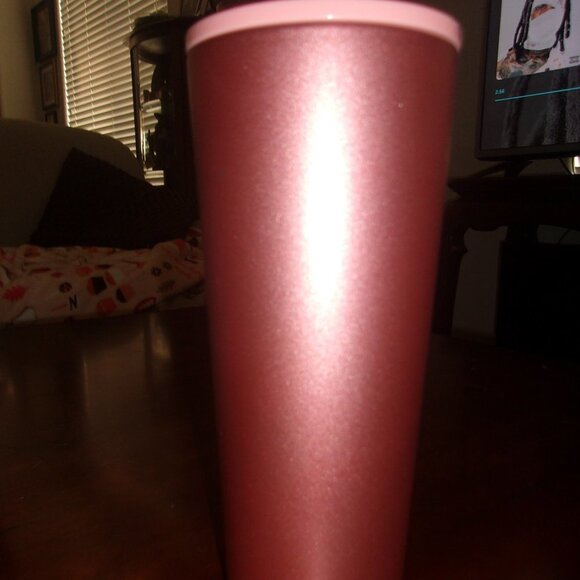 STARBUCKS ROSE GOLD GLITTER EMBOSSED SIREN STAINLESS STEEL COLD TUMBLER - Picture 2 of 3